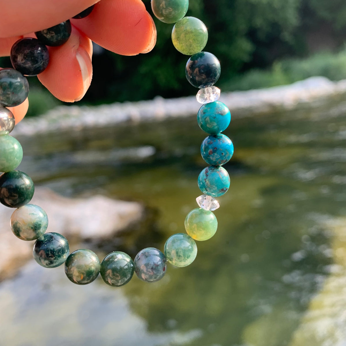 Bracelet en perles d'Agate Mousse naturelle - Zen Desprit