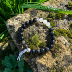 Bracelet Synergie ~ L'Absolue ~ Obsidienne Oeil Céleste & Pierre de Lune blanche