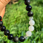 Bracelet Synergie ~ L'Absolue ~ Obsidienne Oeil Céleste & Pierre de Lune blanche