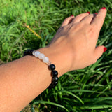 Bracelet Synergie ~ L'Absolue ~ Obsidienne Oeil Céleste & Pierre de Lune blanche