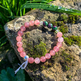 Bracelet Synergie ~ La Passionnée ~ Quartz fraise & Rubis sur Fuschite