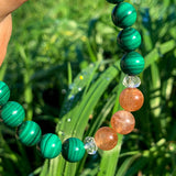 Bracelet Synergie ~ La Positive ~ Malachite et Pierre de Soleil