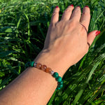 Bracelet Synergie ~ La Positive ~ Malachite et Pierre de Soleil