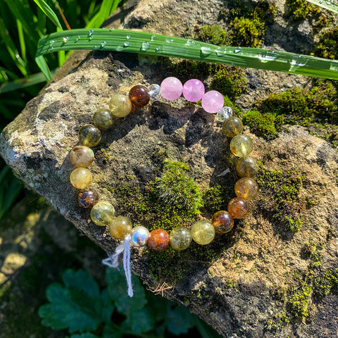 Bracelet Synergie ~ La Princesse ~ Grenat vert et Kunzite