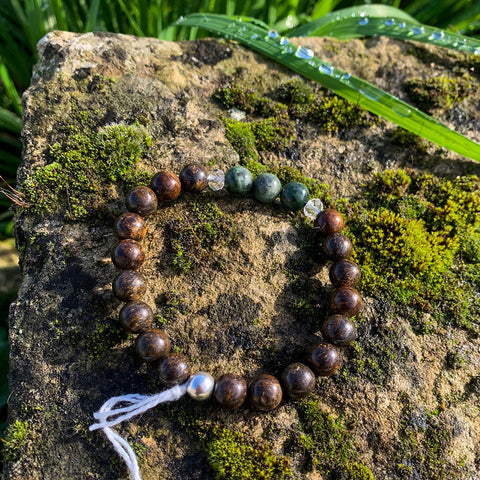 Bracelet Synergie ~ La Sauvage ~ Bronzite et Diopside chromifère