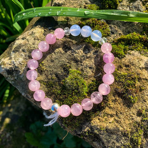 Bracelet Synergie ~ La Sereine ~ Kunzite extra et Calcédoine bleue