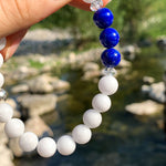 Bracelet Synergie ~ La Noble ~ Jade blanc et Lapis-Lazuli