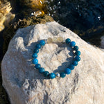 Bracelet Synergie ~ La Vaillante ~ Apatite bleue et Quartz Rutilé