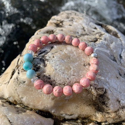 Bracelet Synergie ~ L'Harmonie ~ Rhodochrosite et Larimar