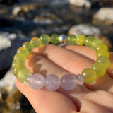 Bracelet Synergie ~ La Capable ~ Serpentine et Améthyste Lavande