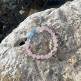 Bracelet Synergie ~ La Tendre ~ Quartz Rose et Aigue-Marine
